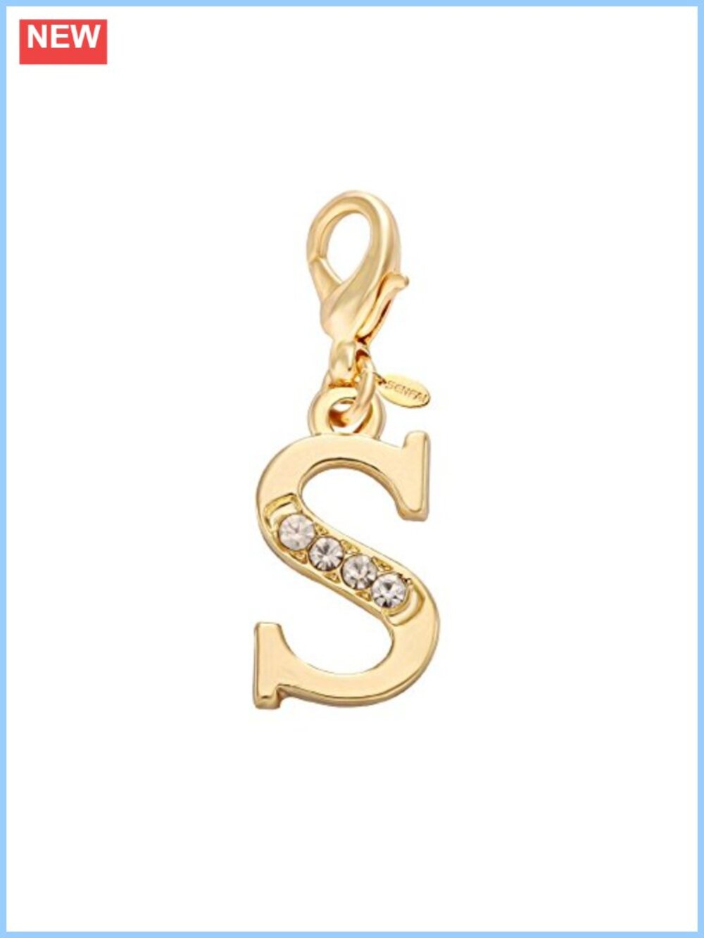 Crystal Alphabet Initial Charm Gold Plated for Bracelet Necklace Zipper
